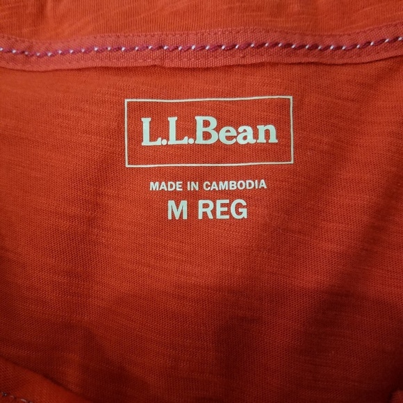 L.L. Bean Women's Size Med Orange Quarter-Button Ruffle Collar Long-Sleeve Top - Picture 6 of 7